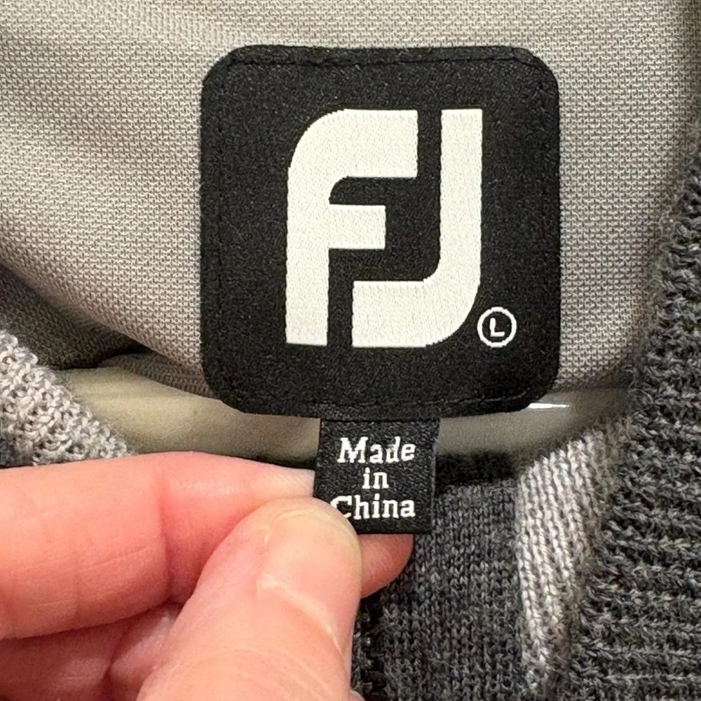 FootJoy Argyle Golf Sweater Men Large Purple Gray Knit 1/4 Zip Pullover